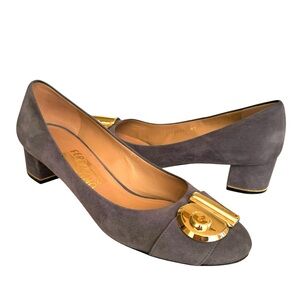 Salvatore Ferragamo Fiamma Pumps Grey Suede